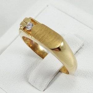 copy of Sello en oro amarillo de 18 quilates con cabeza en oro blanco concirconita