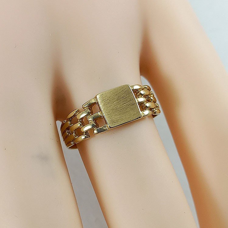 copy of Sello en oro amarillo de 18 quilates con cabeza en oro blanco concirconita
