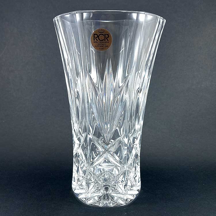 Jarrón pequeño retro vintage de cristal de roca tallado