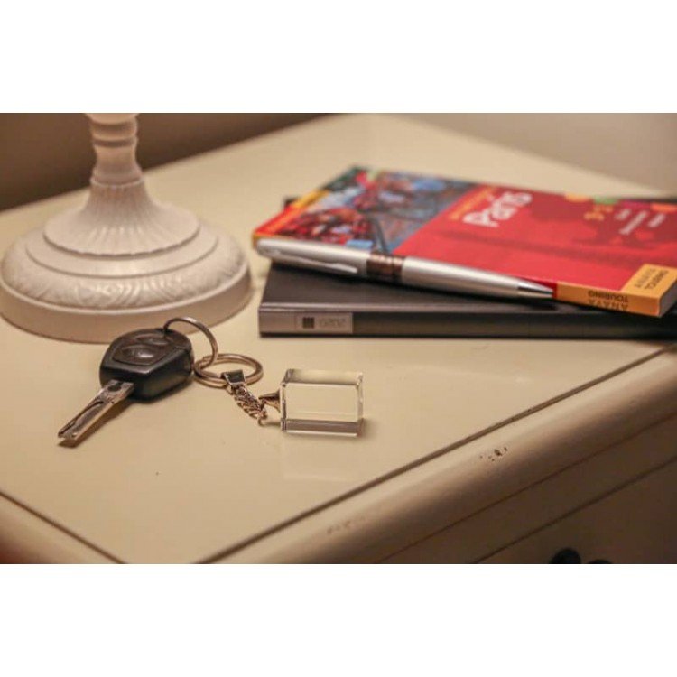 Personalized Optical Crystal Keychain with 2D or 3D Engraved Photo
