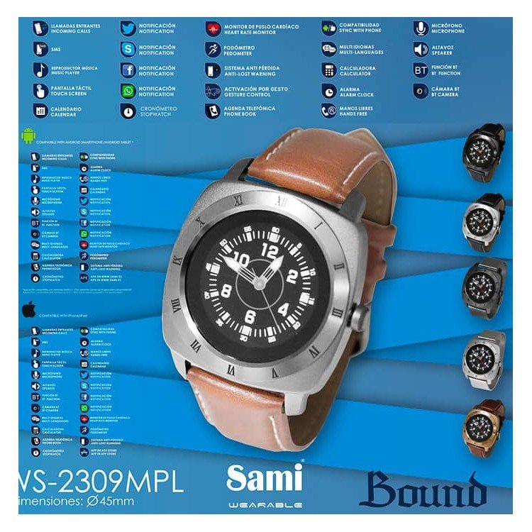 Smartwatch Sami de caballero WS-2309 correa de cuero