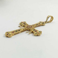 Cruz de Asturias o la Victoria en oro de ley 18k con piedras preciosas