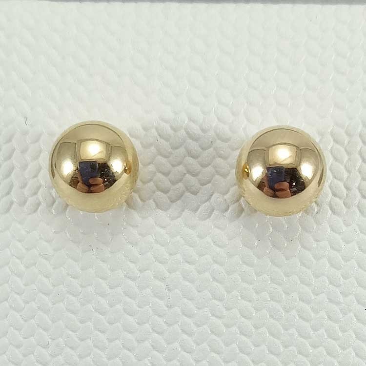 Pendientes clásicos de bola de oro de 18 quilates, 750 milésimas.