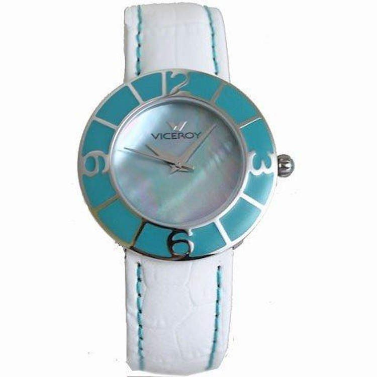 Reloj analógico de mujer o niña Viceroy con correa de cuero blanco
