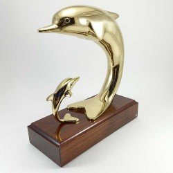 Figuras de delfines- madre y cría - de bronce como regalo decorativo