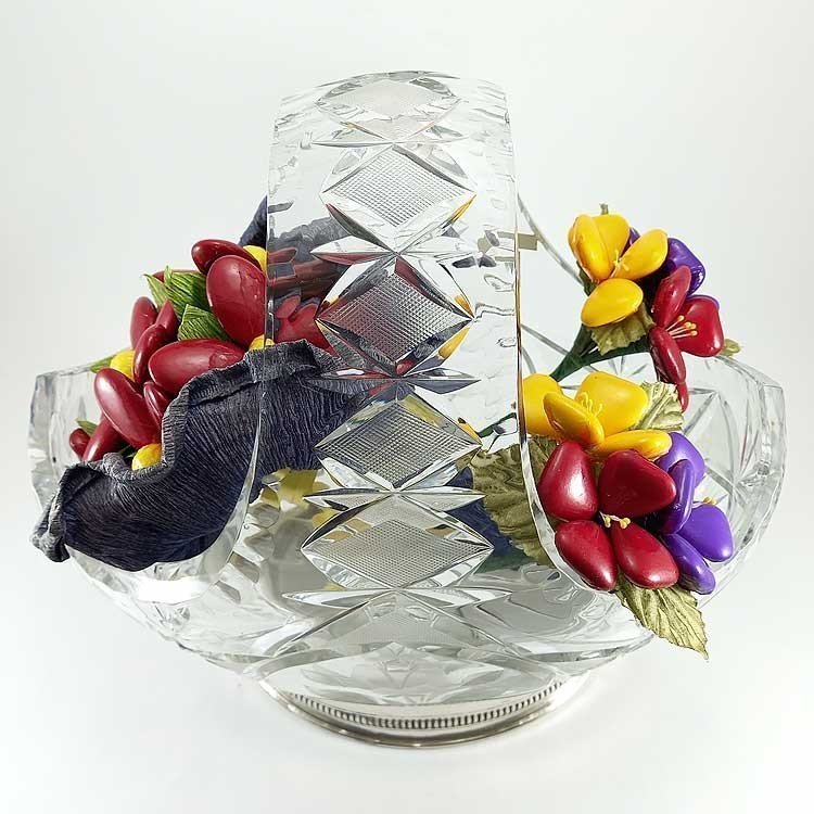 copy of Centro de mesa de cristal y plata en forma de flor