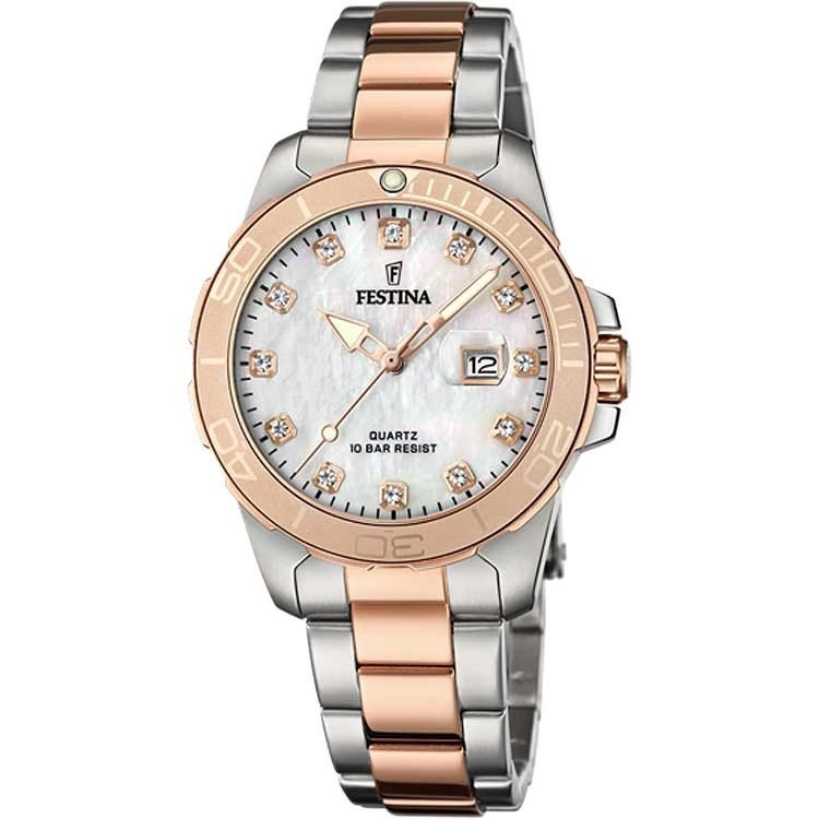Reloj de moda de mujer Festina F20505/1, circonitas en esfera nacarada
