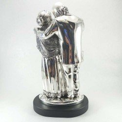 Escultura de una pareja mayor en plata bilaminada. Personalizada.