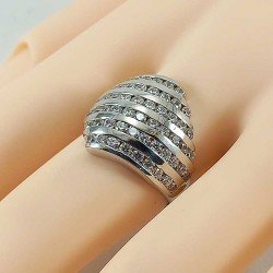 Anillo de mujer en plata de ley 925 con varias hileras de circonitas