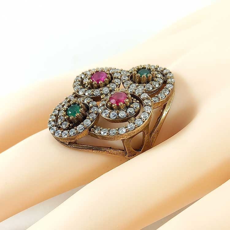Anillo de mujer en plata de ley 925 chapada en oro rosa con piedras