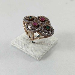 Anillo de mujer en plata de ley 925 chapada en oro rosa con piedras