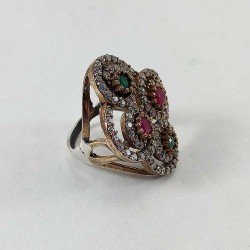 Anillo de mujer en plata de ley 925 chapada en oro rosa con piedras