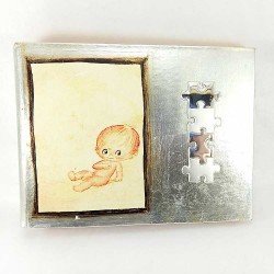 Álbum de fotos para bebe de estilo retro vintage y plata bilaminada