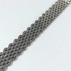 Pulsera ancha de señora en plata 925 envejecida con marcasitas