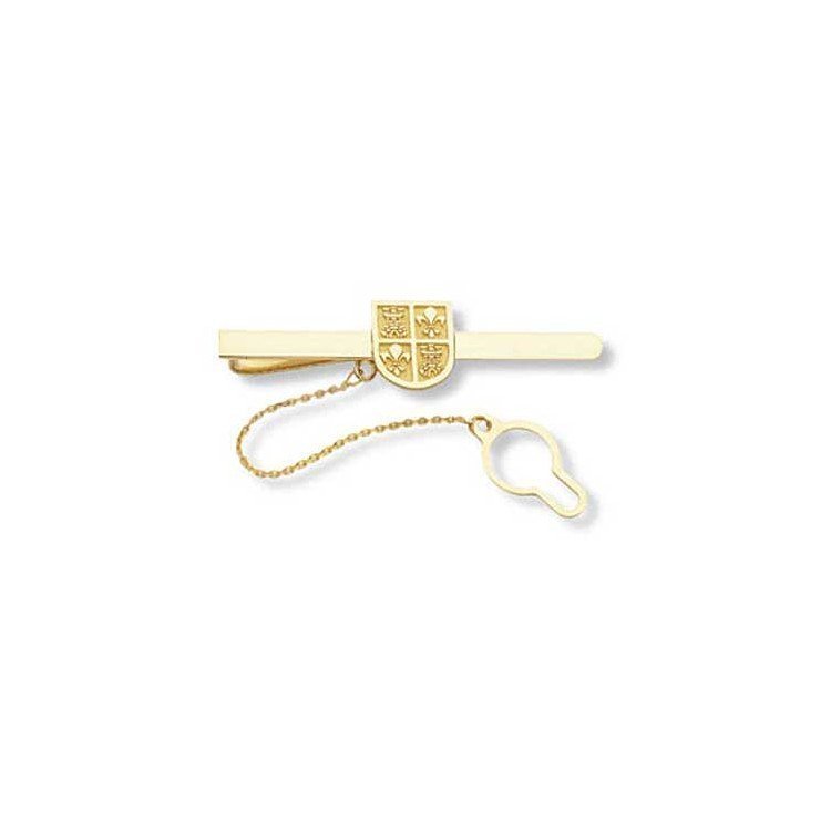 Sujetacorbatas con escudo heráldico del apellido en oro de ley 18 k.