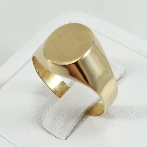 Anillo sello ovalado liso de niño en oro de ley de 18 quilates