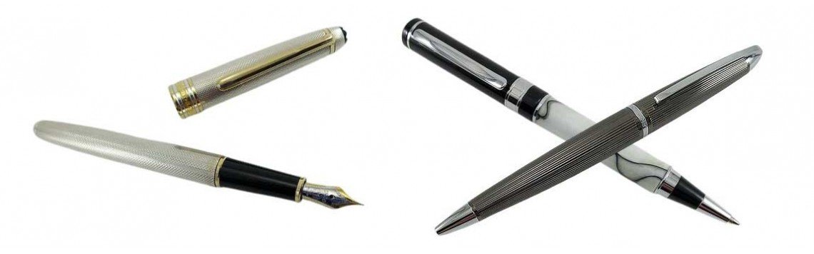 Ballpoint pens and personalized fountain pens for men or women.